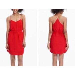 Madewell 100% Silk Starview Cami Dress Racerback Spaghetti Strap Red Size 00